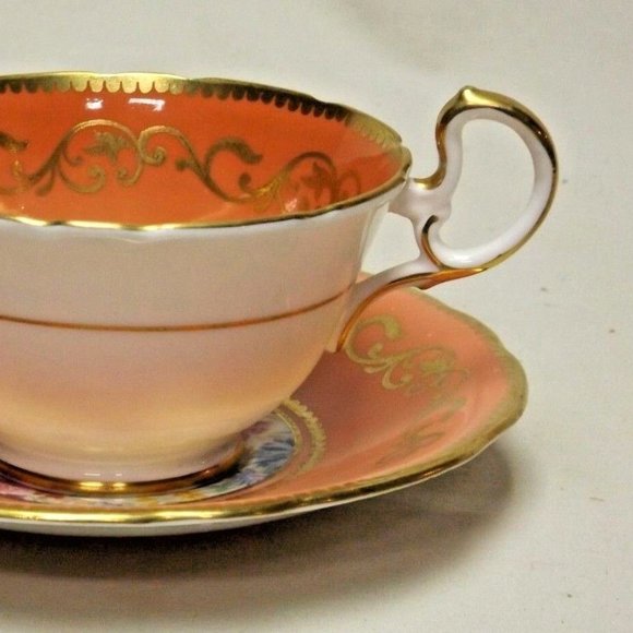 Aynsley Fine Bone China England Blush Floral Footed Tea Cup and Saucer - Picture 3 of 15